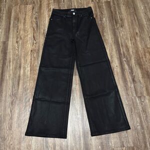 Paige Sasha Wide Leg Pants Women's 28 Coated Black Fog Luxe High Rise